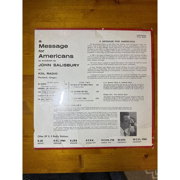 John Salisbury A Message For Americans KXL Radio none Vinyl Record LP - Picture 2 of 9